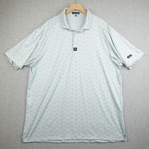 Bad Birdie Shirt Mens 2XL Performance Golf Polo AOP Light Blue White Flamingo